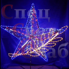 "Звезда триколор с ветвью" на опоре 200х160 см